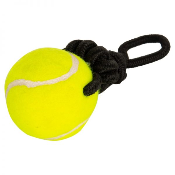 Natural Rubber Dog Toy- Tennis Ball with Rope - Image 2